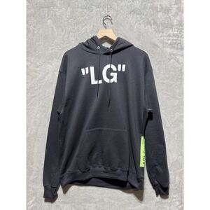 Virgil Abloh "LG" Hoodie Champion Tag Size L Black‎ 2021 Figures of Speech Green